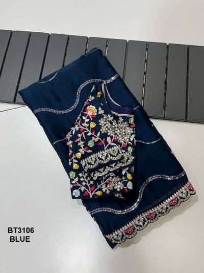 D.NO. BT3106 COLOUR’S BY BT CHIFFON SILK SAREE WHOLESALER IN INDIA